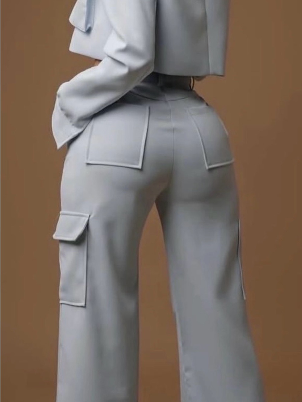 Sage Set Cropped Jacket and High-Waist Wide-Leg Cargo Pants - Picture 7 of 7
